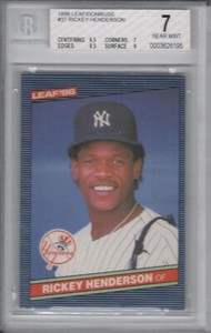 RICKEY HENDERSON 1986 LEAF DONRUSS BGS  NEW YORK YANKEES  BASEBALL CARD #37