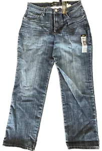 Lee Women's Size 10 Short Blue Relaxed Fit Straight Leg Dark Wash Stretch Jeans - Picture 1 of 3