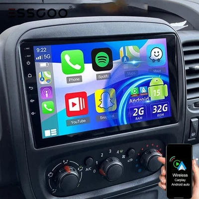 32G 9" Android15 Autoradio CarPlay GPS Für Opel Vivaro B Renault Trafic 3 RDS FM - Bild 1 von 4