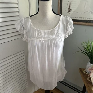 VIA SIGNORIA Damen Top Small Weiß Seidenmischung Chiffon Feminin Fee Italien - Bild 1 von 8