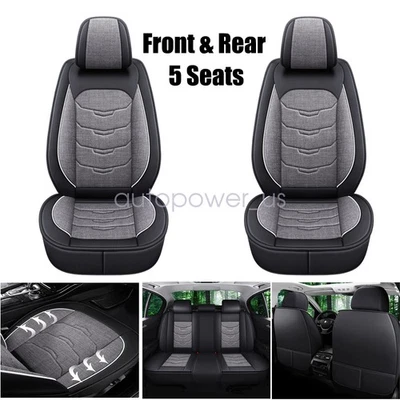 For Mercedes-Benz Car Seat Cover 5-Seats Front & Rear Faux Leather Cushion Gray Foto 1 de 4