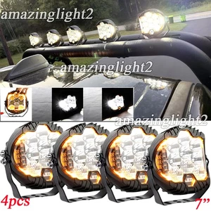 2PCS 7" Round LED WORK LIGHT Upper Roof Lights Fit Jeep Wrangler JL Gladiator JT - Picture 1 of 16