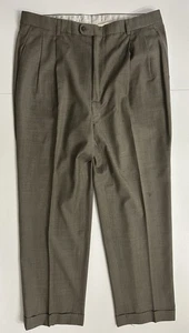 Zanella Bennett Gray Micro Houndstooth Wool Pleated Trousers Pants Mens 36x29 - Picture 1 of 10