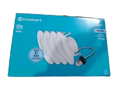(4-Pk) EcoSmart Integrado LED Empotrado Retrofit Luz Borde 5000K CEC-T20 4" Foto 1 de 4