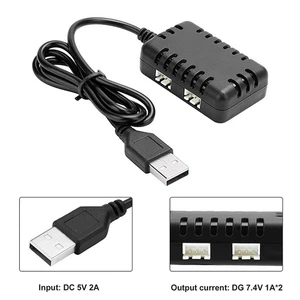 2 In 1 USB Balance Charger Cable with XH-3P Connector Plug for 7.4V LiPo Battery - Picture 1 of 6