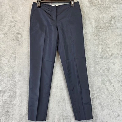 Prada Pants Womens 40 Navy Blue Silk Blend Slim Ankle Dress Trouser Made Italy - Image 1 of 4