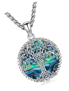 Lebensbaum Halskette für Damen Herren Sterling Silber 925 Baumurne Medaillon - Bild 1 von 8