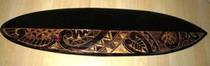 VINTAGE 39" SURFBOARD WALL HANGING Incised Design Tapa 9 1/2" Wide Tiki Bar - Picture 1 of 6