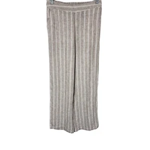Isaac Mizrahi Tall Bridgehampton Striped Wide Leg Linen Pants Mocha TS Size - Picture 1 of 2