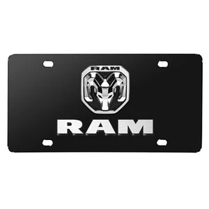 2019 RAM 3D Dual Logo on 12"X6" Black Stainless Steel License Plate - Picture 1 of 5