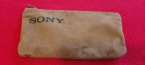 Sony Wildleder Mikrofon Reißverschluss Tasche Etui hellbraun 7 Zoll breit Vintage - Bild 1 von 5