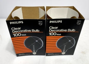 Philips 100G40/4M G40 5" Globe Clear Bulb 100W 120V 4000 hrs (lot of 2) - Picture 1 of 7