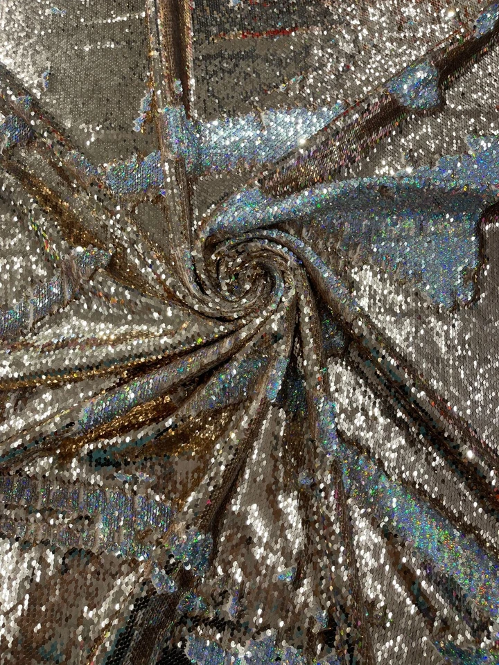 Shiny sequins fabric-shiny reversible/54 inches wide/ sequins/decorations. - Image 1 of 1