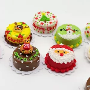 5 pieces Miniature Christmas Cake, Miniature clay work 1:12 Scale - Picture 1 of 7