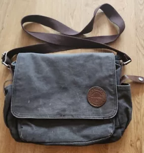 Muzze Vintage-Stil grau Canvas Umhängetasche brauner Riemen - Bild 1 von 8