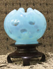 Fenton Crimped  Round  Coin Dot Clear & Blue Glass Vase, Bowl 4´´ Tall