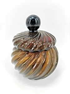 Glas Behälter mit Deckel Archimede Seguso Murano Italy Vintage Glas Schwarz Gold - Picture 1 of 7
