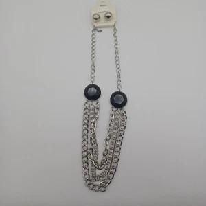Elegant Silver Color Chain and Large Stud Earrings Mia Collection by Kim Min Sun - Imagen 1 de 12