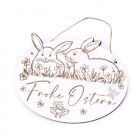 Tabliczka wielkanocna Wesołych Świąt - Wielkanocny królik Tabliczka na drzwi - 20 x 15 cm