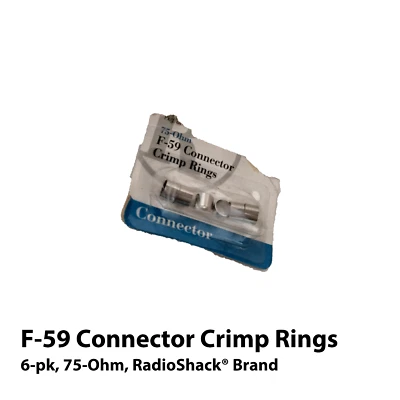 6-pk 75-Ohm F-59 Connector Crimp Rings, RadioShack® Brand 278-216 (in box) - Image 1 of 4