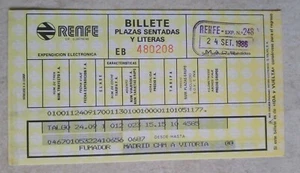 Billete Renfe 1986 Madrid Vitoria - Imagen 1 de 2