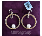 $1250 New Lagos Luna Sterling Silver 18K Yellow Gold Pearl Circle Drop Earrings
