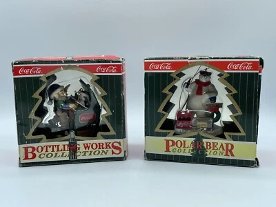 Lot of 2 Coca Cola Christmas Ornaments Bottling Works & Polar Bear Collections - Image 1 of 3