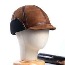 Men's Winter Warm Real Leather Ear Cap Beret Flat-top Cap Round Hat Caps/Hats