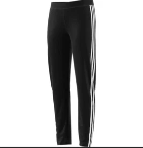 ADIDAS Girls 3-Stripe Workout Yoga Track Pant Juniors Black, Size L NEW - Picture 1 of 8