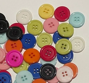 10 Mixed Colour Buttons 20mm Resin Round Side 4 Hole A100 Aussie Seller - Picture 1 of 3