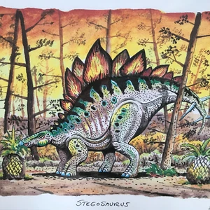 Jurassic World Art Print Mounted Stegosaurus Anthony James 2019 Limited Edition - Picture 1 of 12