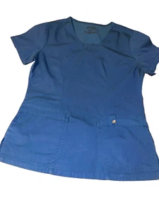 CHEROKEE LUXE TOP ONLY XXS SS BLUE 4 FRONT POCKETS UNIFORM PRE-OWNED - Picture 1 of 7