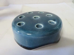 Antique 1920s Weller Pottery Flower Frog Blue Glaze 3" 8 holes - Picture 1 of 5