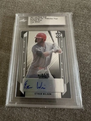 2021 Leaf Metal Draft Ethan Wilson Prismatic Black 1/1 Pre-Production Proof Auto - Image 1 of 2