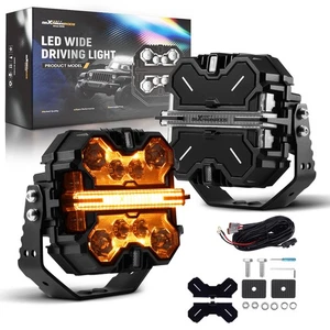 LED Light Pods 7" 12V 332W Square Spot Beam RGB DRL White Amber Off Road Lights - Picture 1 of 19