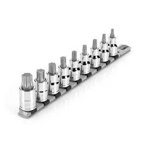 1/2 pulg. Juego de enchufes de brocas Drive Torx con riel, 9 piezas (T30-T80) - Imagen 1 de 12