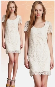 French Connection Lisella Crochet Lace Daisy White Shift Dress Size 12UK - Picture 1 of 11