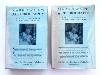 Mark Twain Autobiography, 2 Vols + Slipcase (1924) Samuel Clemens, HC/DJ, 1st Foto 1 de 4