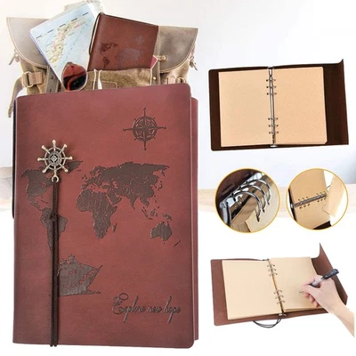 MARKENLOS Leder Notizbuch A5 Reisetagebuch Tagebuch Ringbuch Skizzenbuch Vintage Notebook