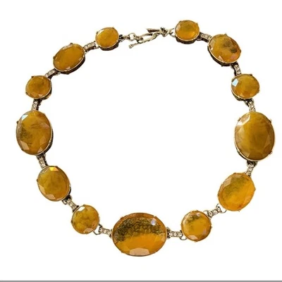 Colar ousado ANN TAYLOR robusto âmbar ouro amarelo declaração Cobochon - Imagem 1 de 4