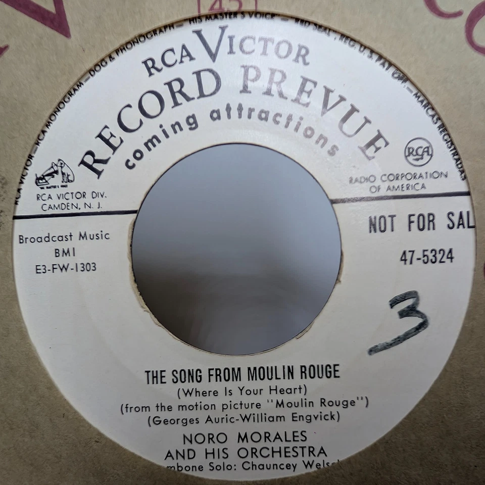 Noro Morales 45 RPM PROMO Song from Moulin Rouge / Fantasia Mexicana Prevue Z8 Foto 1 de 3