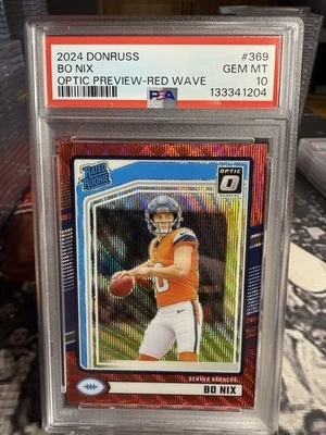 BO NIX - 2024 Donruss Optic RED WAVE PRIZM OPTIC PREVIEW ROOKIE RC #369 - PSA 10 - Image 1 of 3