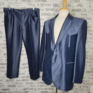 Circle S Western Suit Mens 2 Piece Midnight Blue Cowboy 46 Long Pants 40" x 30" - Picture 1 of 24