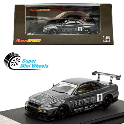 Fast & Speed 1:64 Nissan GTR R34 Pennzoil #1 Gray - Diecast Model - Image 1 of 4