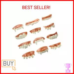 12 Pieces Gnarly Teeth Gag Teeth Ugly Fake Teeth Vampire Denture Teeth for Hallo - Picture 1 of 2