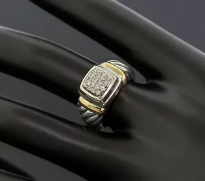 David Yurman Pave Diamond Cable Band Ring Size 7 Silver/18K Yellow Gold Vintage - Picture 1 of 5