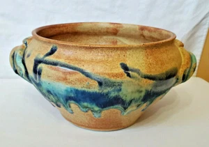 Steingut Keramik Steinzeug bunt Henkel Schale signiert Klippe Lose blau Tropf - Bild 1 von 5