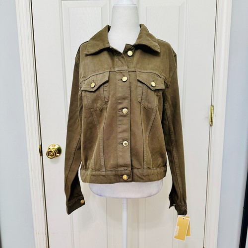 GIACCA IN DENIM MICHAEL KORS MK OLIVA MANICA LUNGA CROP CROP GROP LARGE $130