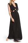 Elan Women's Size S Small Black Textured Gauze Cutout A-Line Maxi Cover-Up Dress