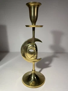 Portacandele vintage ottone mezzaluna luna celeste metallo statuina brassmates - Foto 1 di 24